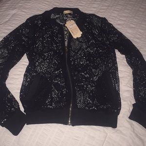 Black lace zip up jacket